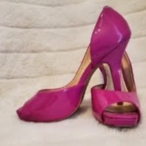 Jessica Simpson size 7 peep toe heels fushia - Picture 2 of 3